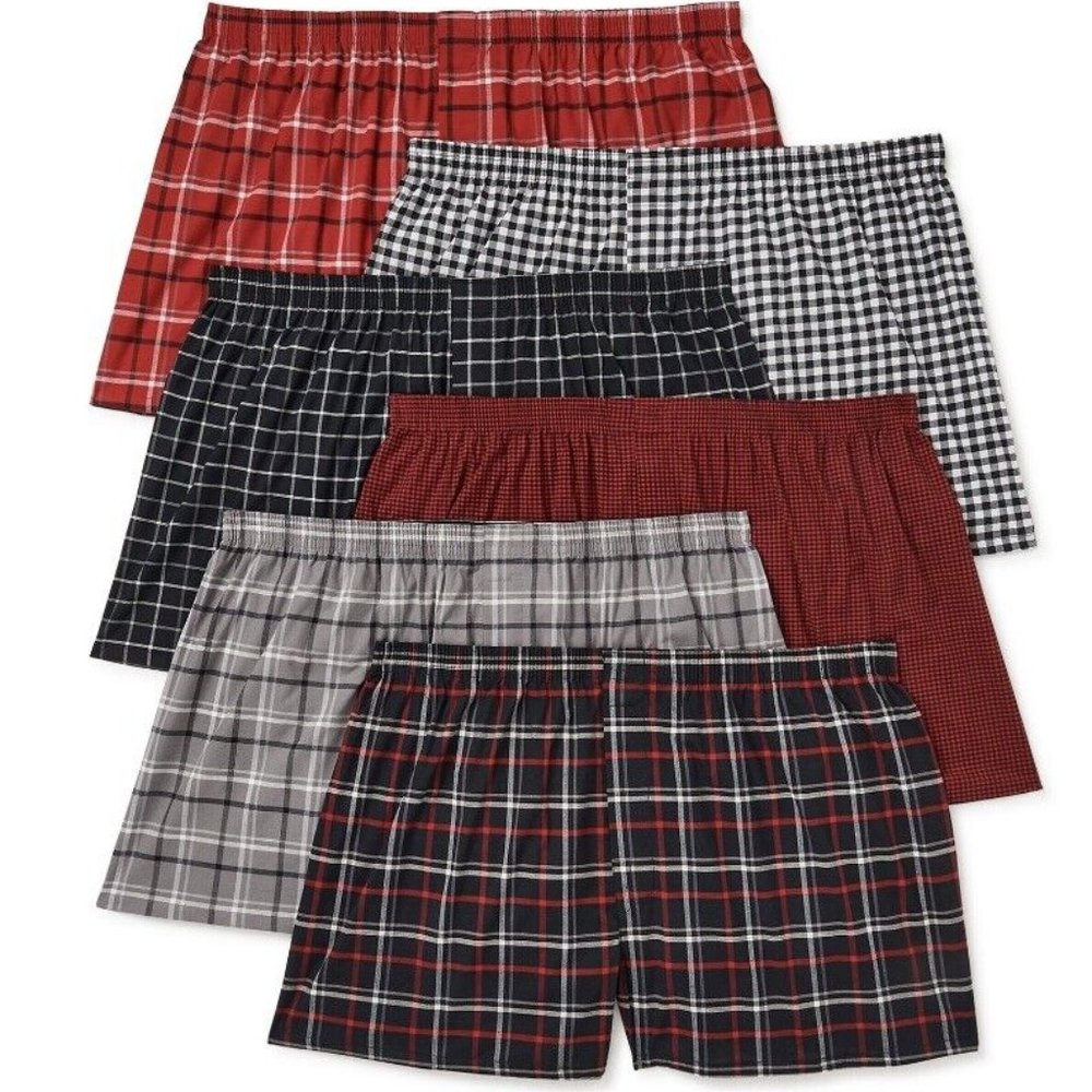 George Men 6-Pack Woven Boxer Shorts Moisture Wicking . Size L(36-38).